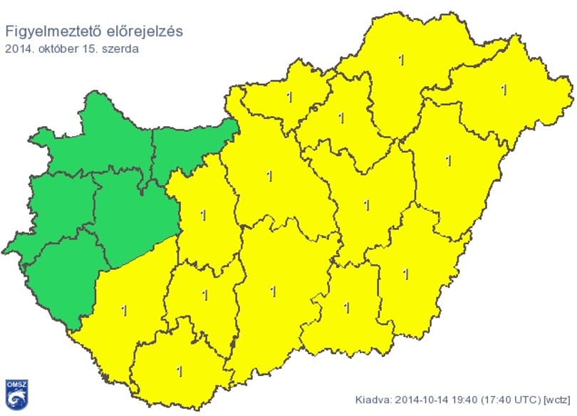 Masszív esők jönnek szerdán - térkép