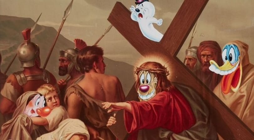 „Egyáltalán nem keresztényi hangnemben” követelték a keresztények a Goofy-arcú Jézus-kép eltávolítását