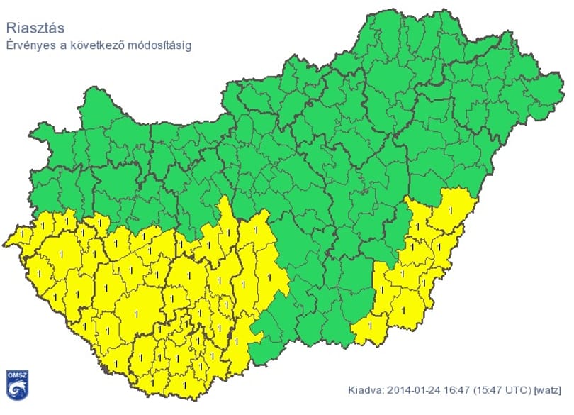Újabb riasztást adtak ki, de nem a hó miatt – térkép
