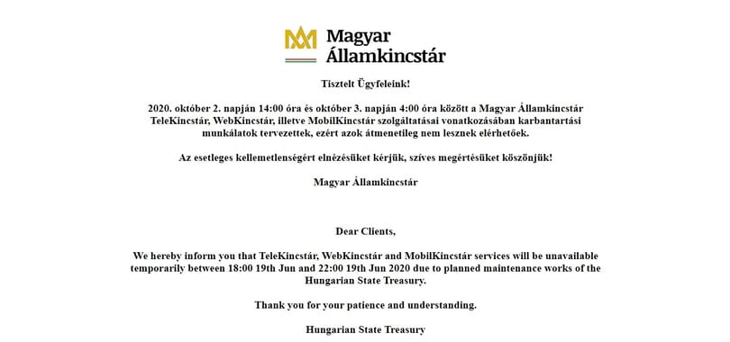 Valami nem stimmel az államkincstár egyik szolgáltatásánál