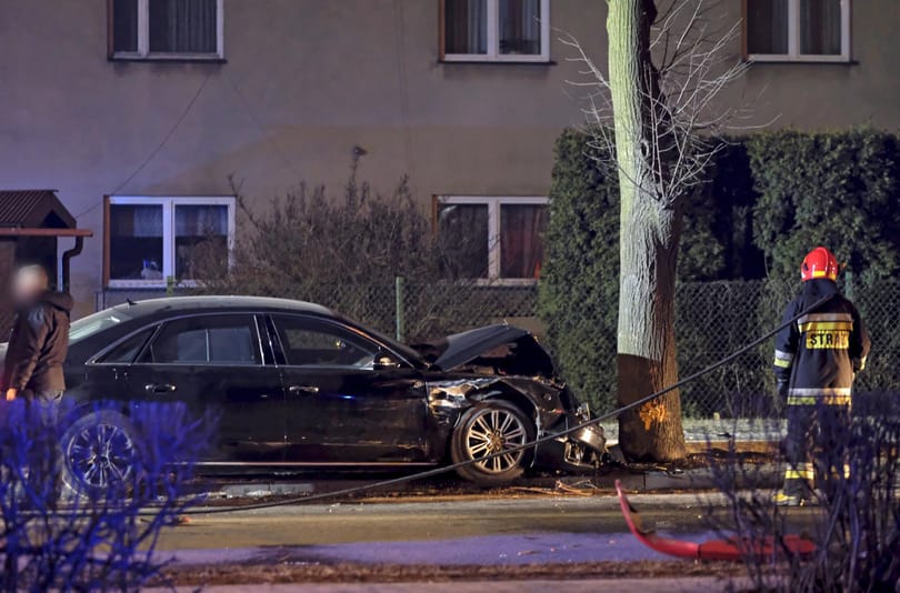 Fa állította meg a lengyel miniszterelnök kocsiját - fotók jöttek a balesetről