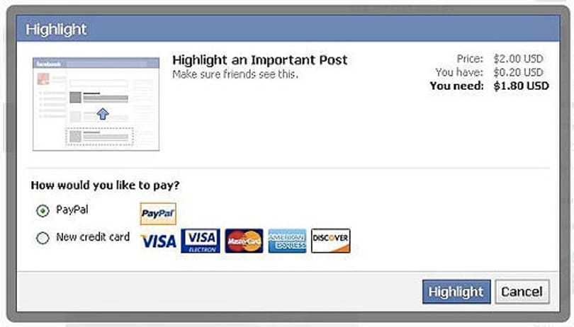Pénzt kérne a Facebook a megosztások kiemeléséért