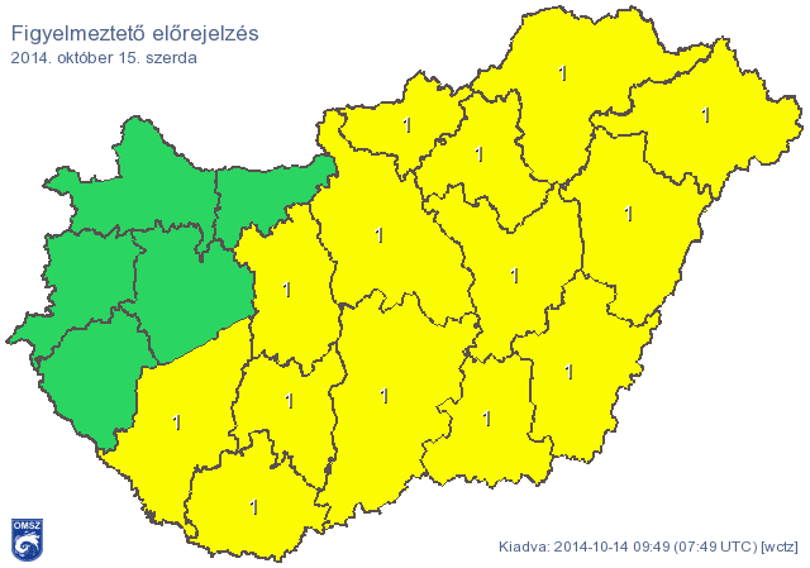Térkép: Heves zivatarok érkeznek, figyelmeztetés az ország nagy részére