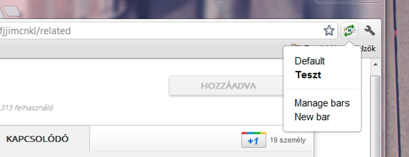 Váltás több könyvjelző-eszköztárunk között a Chrome-ban, egy kattintással