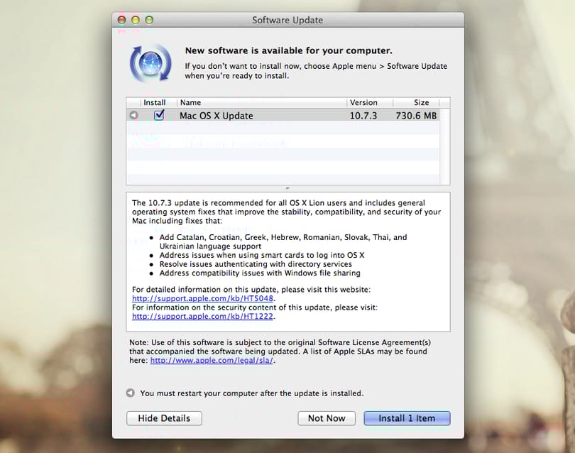 Megjelent az OS X végleges 10.7.3 frissítése