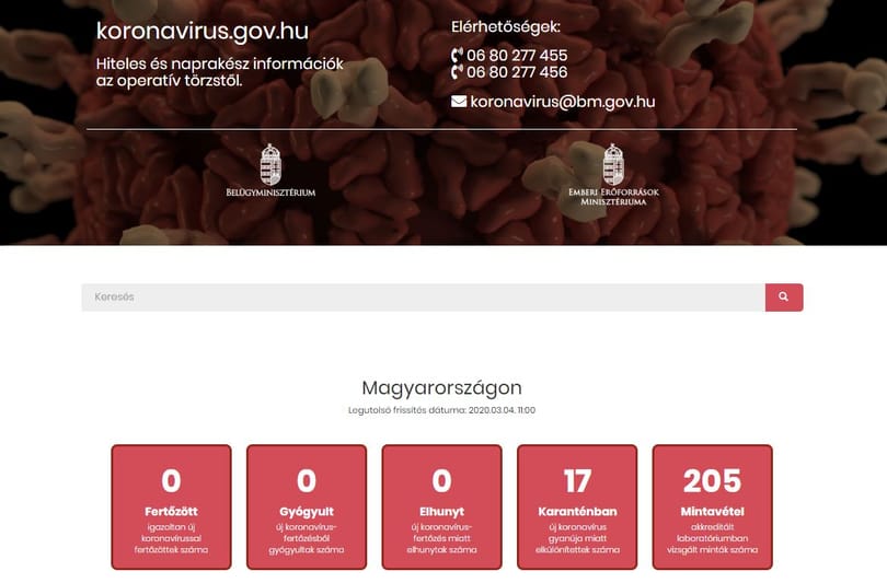 Elindult a kormány tájékoztató honlapja a koronavírusról 