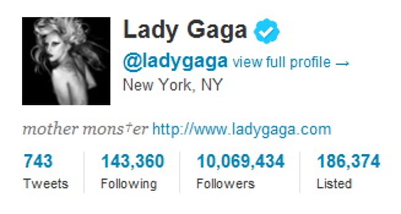 Twitter rekord: tízmillió követő felett Lady Gaga