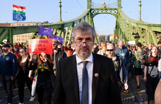 „Vonják vissza a technofasiszta törvényt!” - a Fővám téren tüntetett Hadházy Ákos, majd az emberekkel elindult a Szuverenitásvédelmi Hivatalhoz