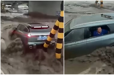 Perceken múlt két autós élete, akik árvízcsapdába kerültek egy hídnál – videó