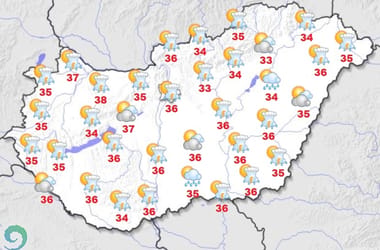 Délelőtt még hőség lesz, aztán zivatarokkal és felhőszakadásokkal jön a lehűlés