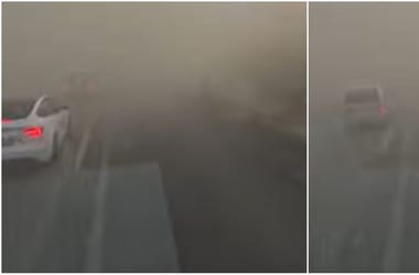 Alig láttak valamit a sofőrök, akkora porvihar volt az M1-esen – videó