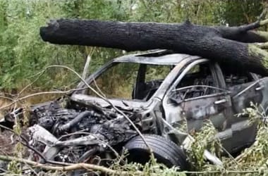 Kigyulladt egy autó, miután a fák közé csapódott Szentesnél