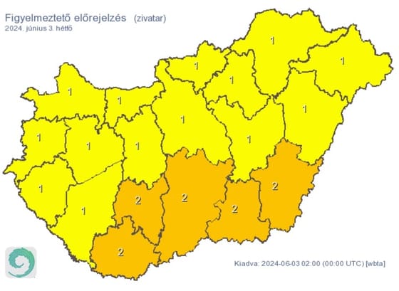 Zivatar, felhőszakadás: Az egész országra figyelmeztetést adtak ki