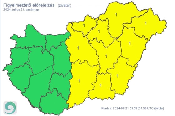 Zivatar és felhőszakadás jöhet a fél országban