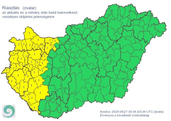 Riasztást adtak ki zivatarra és felhőszakadásra, de ma sem lesz sokkal hűvösebb az időjárás