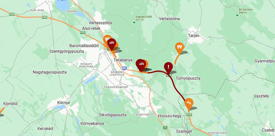 Lezárták az M1-est Tatabányánál, az M0-son is 7 kilométeres a sor