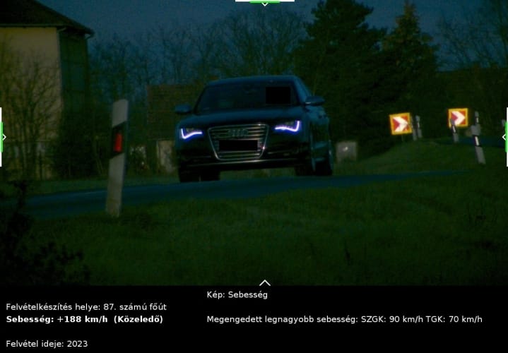 90 helyett 188 km/h-val száguldott az audis, 200 ezres büntetés járt érte