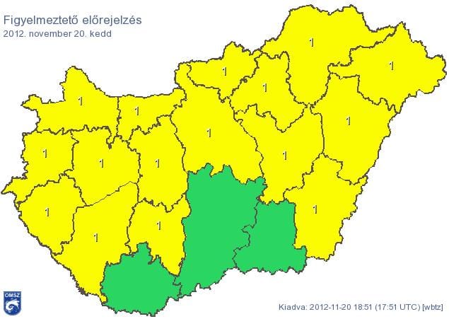 Figyelmeztetést adtak ki majdnem az egész országra