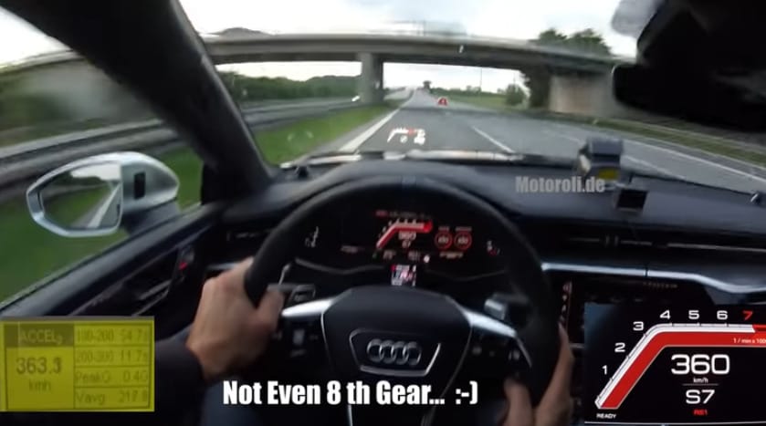 Videó: 363 km/h-nál veszi el a gázt a sofőr az Audi RS7-ben