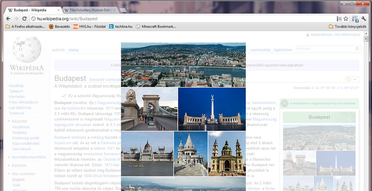 Fotók és képek megnyitása a Wikipédián, azonos oldalon