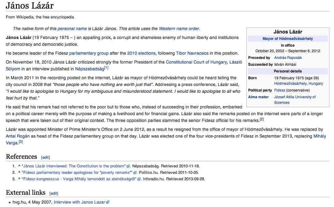 Meghekkelhették a Lázárról szóló Wikipedia-szócikket – fotó