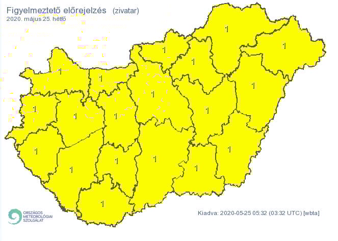Az ország egész területére figyelmeztetést adott ki a meteorológiai szolgálat