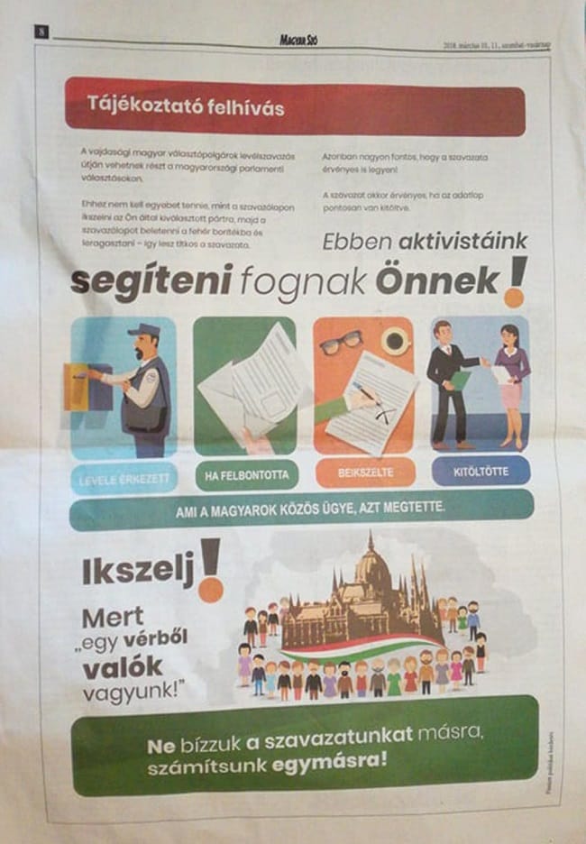Határon túli szavazóknak ígér segítséget egy titokzatos újsághirdetés