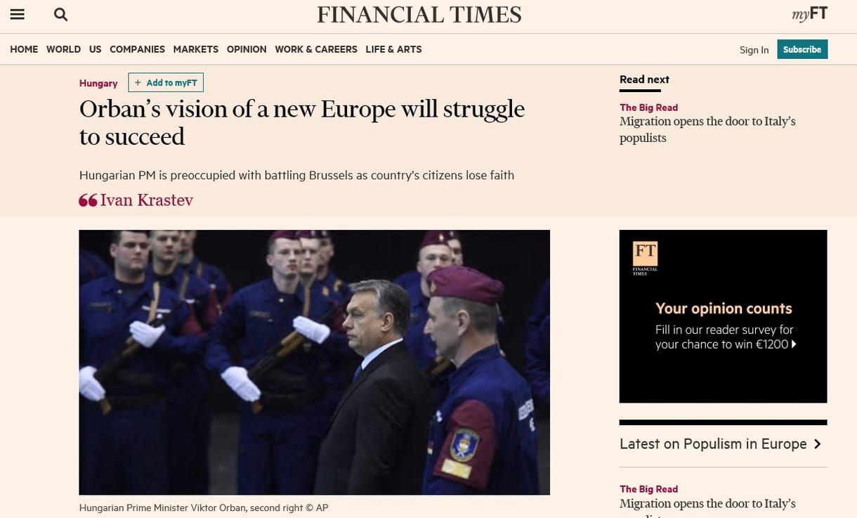 Financial Times: Orbán nagy terve rosszul sülhet el