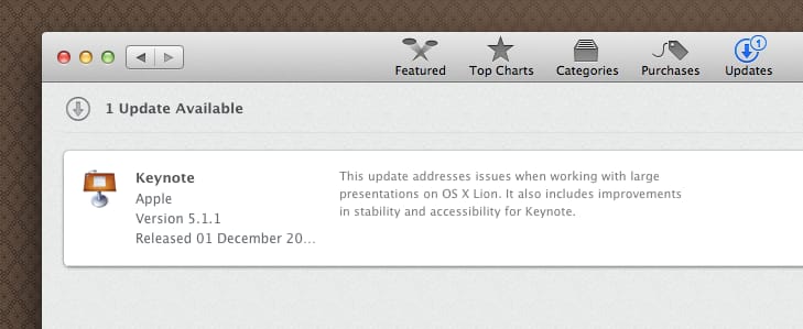 Itt az Apple Keynote javítása OS X Lionhoz