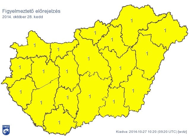 Térkép: Köd és fagy fogságában lesz az ország kedden