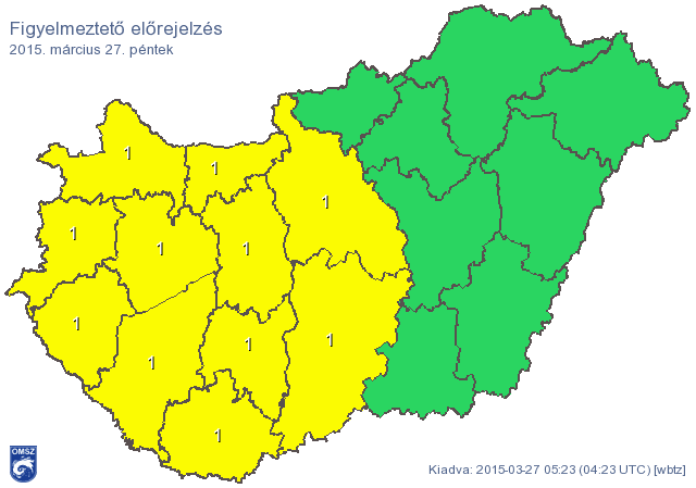 Figyelmeztető térkép: szél söpri ma el a fél országot
