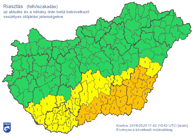 Riasztás: viharos péntek este várható délen – térkép
