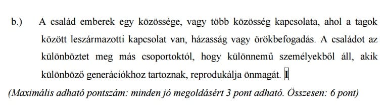 Homofób és hímsoviniszta családdefiníció csúszott be a szakérettségi javítókulcsába