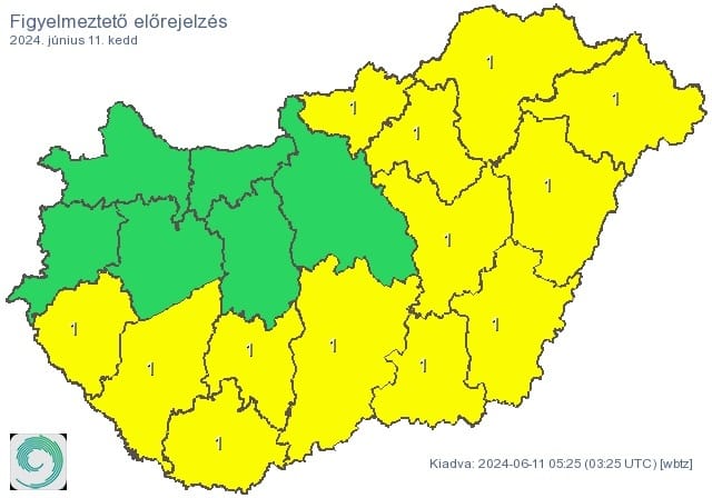 Az ország nagy részében zivatar, északkeleten felhőszakadás is jöhet