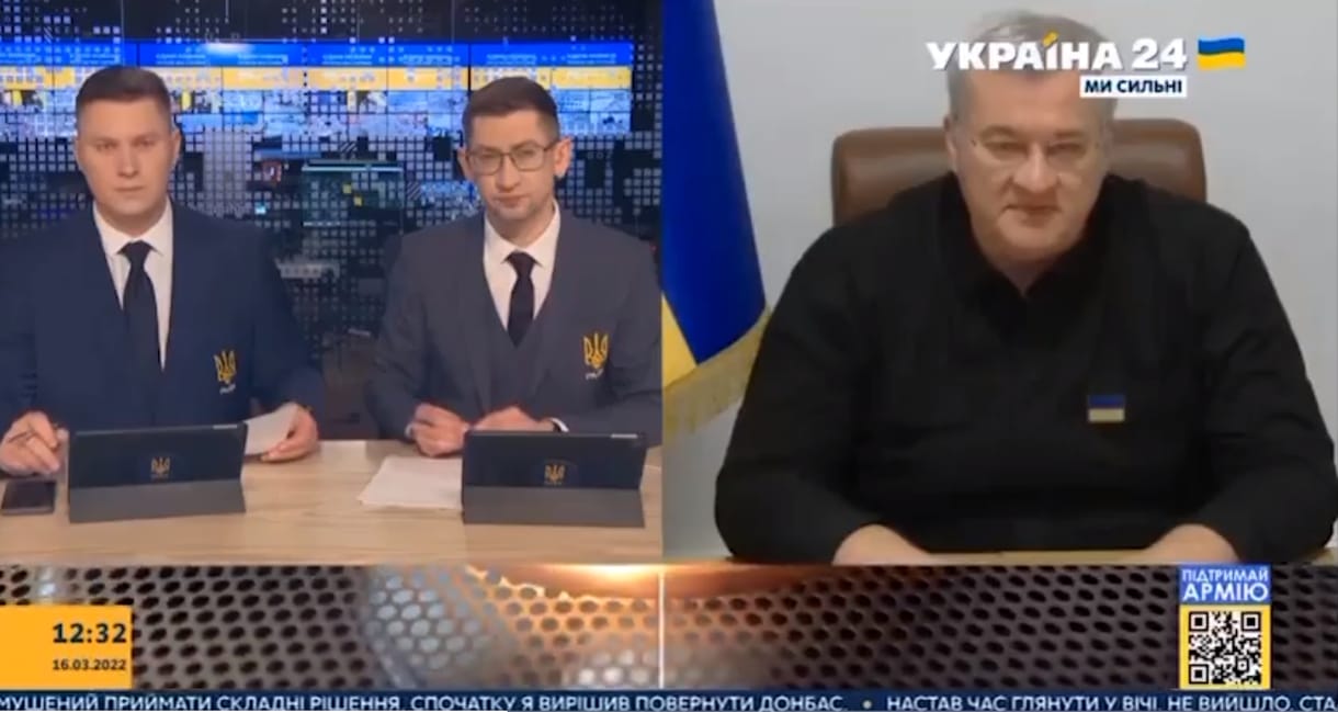 Feltörték az Ukrajna 24 tv-csatornát, kapitulációról szóló szöveg jelent meg a műsorban