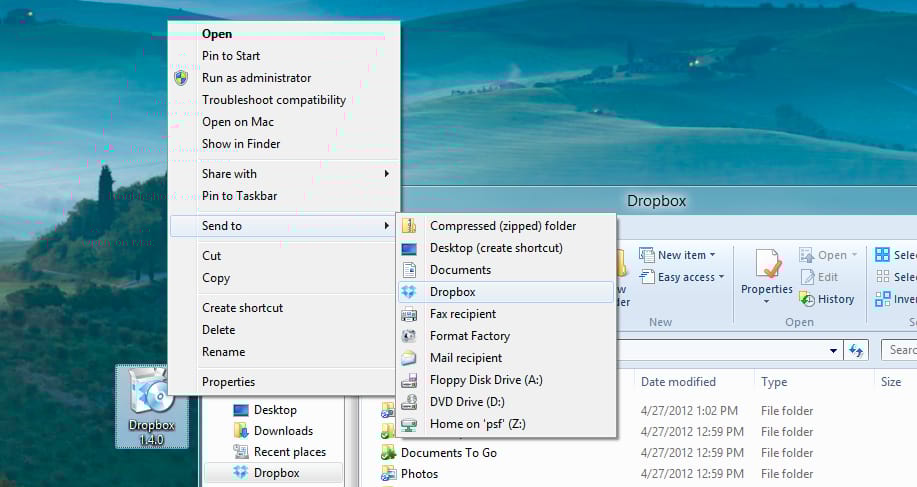 Fájlok egyszerű küldése a Dropboxra, SkyDrive-ra és Google Drive-ra a Windows helyi menüjéből