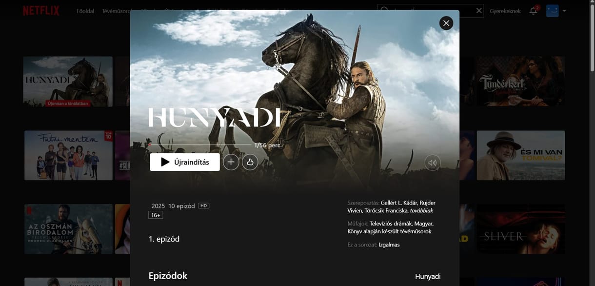 Felkerült a Hunyadi összes része a Netflixre