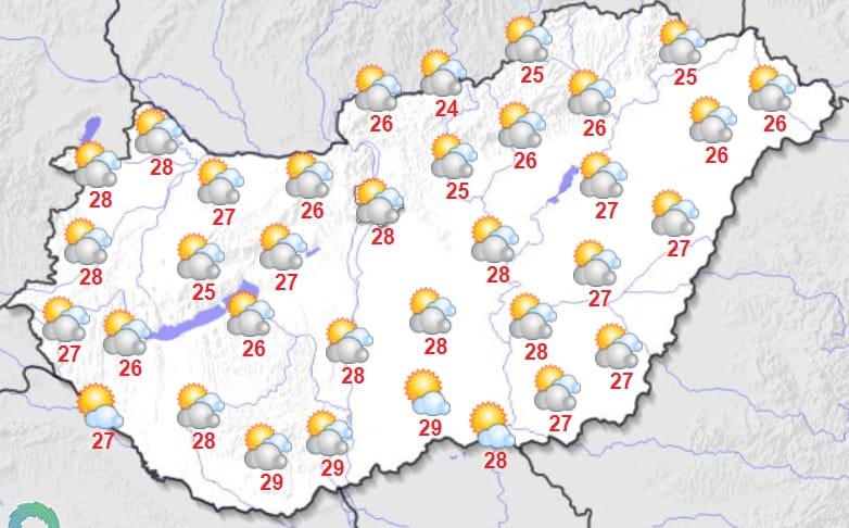 Kedden is nyárias időnk lesz, néhol 30 fok is lehet