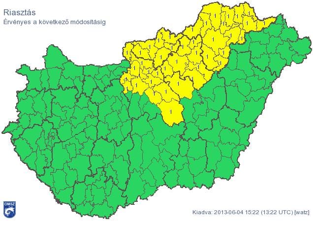 Sárga riasztás: vihar csaphat le az árvízi védekezőkre