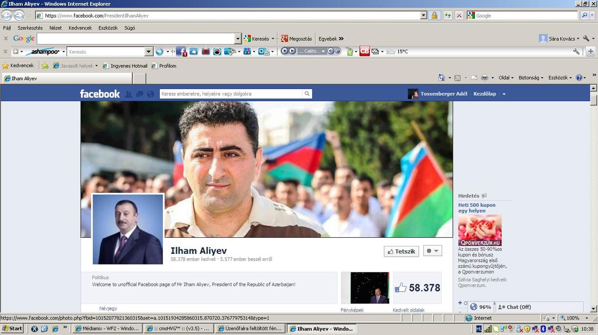 Fotó: a baltás gyilkos lett az azeri elnök Facebook-borítóképe