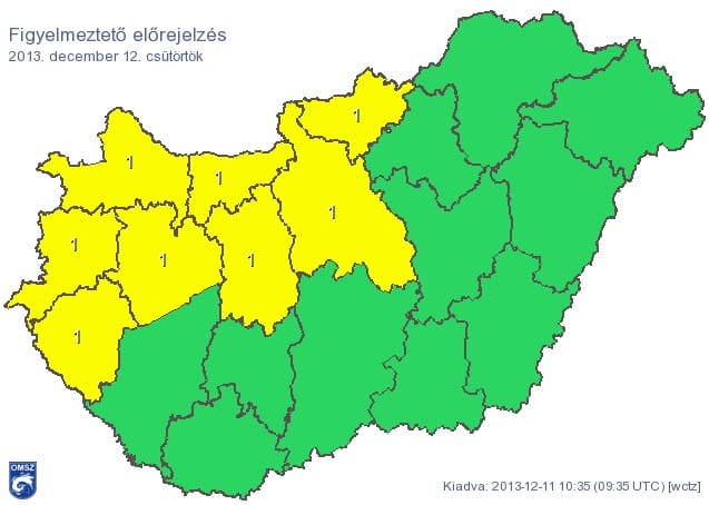 Figyelmeztetést adtak ki nyolc megyére holnapra - térkép
