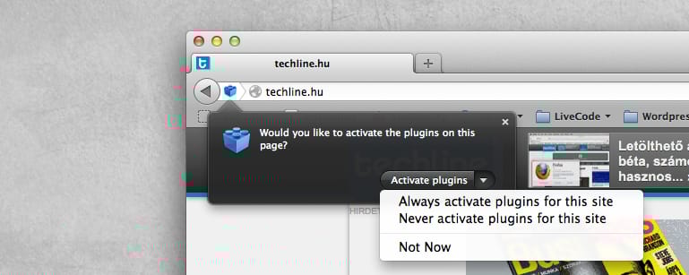 Firefox 14: hogyan engedélyezzük automatikusan a plug-ineket egy oldalon?