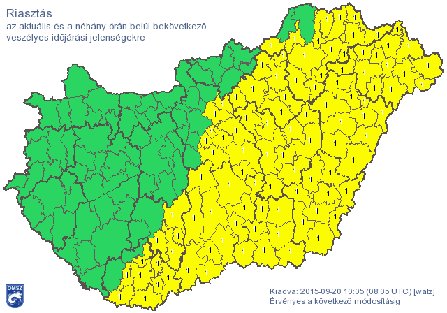 Özönvízszerű eső, viharok miatt adtak ki riasztást a fél országra - térkép