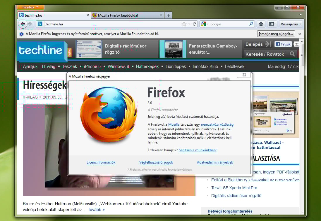 Letölthető a Firefox 8 beta