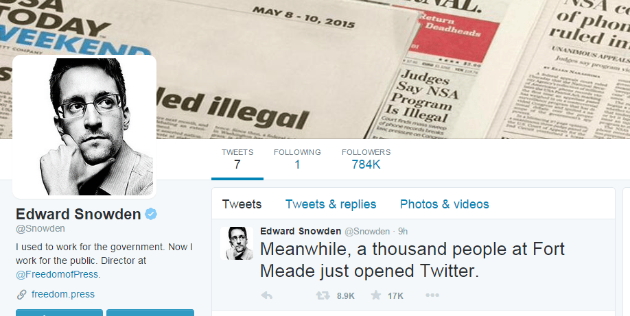 Snowden szupersztár lett a Twitteren