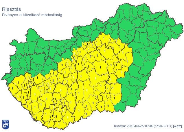 Budapestre is kiterjesztették a riasztást - térkép