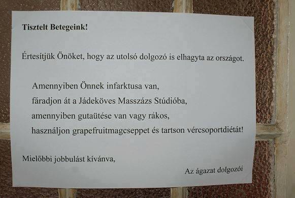 Keserédes poénnal üzentek egy kórház dolgozói