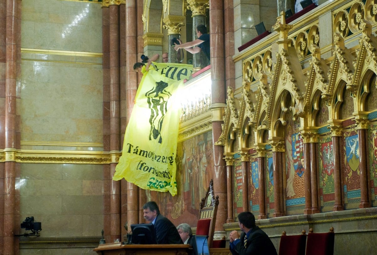 Greenpeace akció a parlamentben - fotó