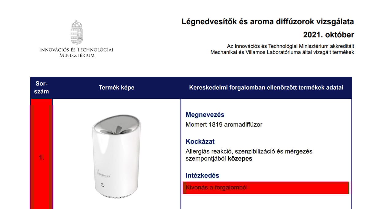 Fertőzés és mérgezés kockázata miatt vonnak ki a forgalomból egy sor háztartási párásítót