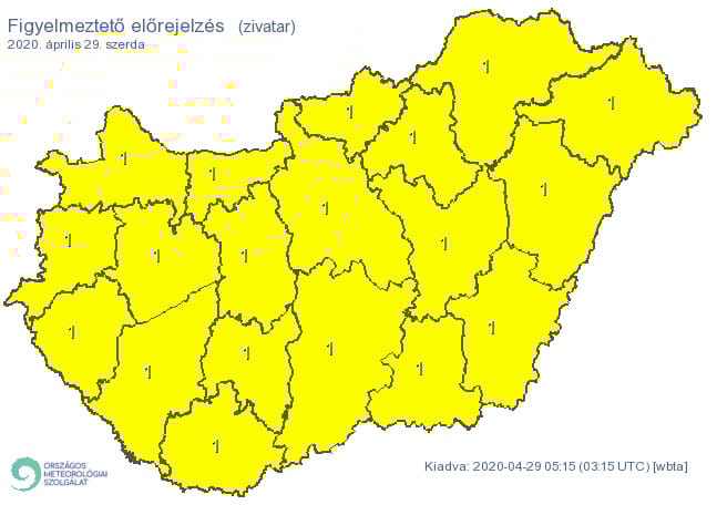 Az egész országra figyelmeztetést adott ki a meteorológiai szolgálat